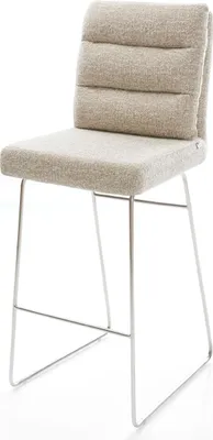 Produktbild von DELIFE Barstuhl Pela-Flex Webstoff Soft Beige Kufengestell Edelstahl Silberfarben
