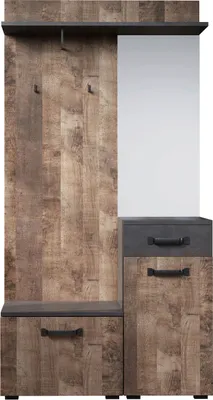 Productafbeelding van Trendteam Garderobe, model Kompakt, kleur Smile, materiaal Matera, afwerking NB/Tabak Eikenhout, afmetingen 104 x 190 x 32 cm