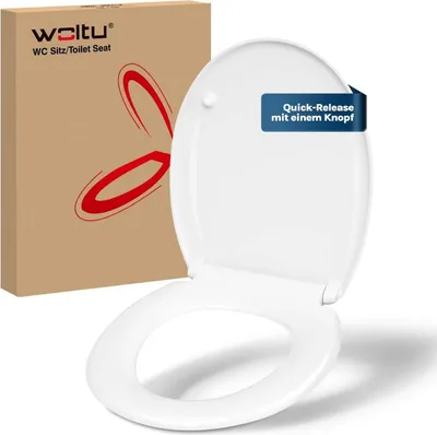 Produktbild von WOLTU Toilettendeckel, WC-Sitz mit Absenkautomatik, O Form, aus Duroplast, Weiß