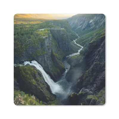 Produktbild von MuchoWow® Mauspad Mousepad Wasserfall in Norwegen 20x20 cm - Mousepads - Maus Mat - Pad - Mausunterlage - Desk Mat - Bureauartikeln