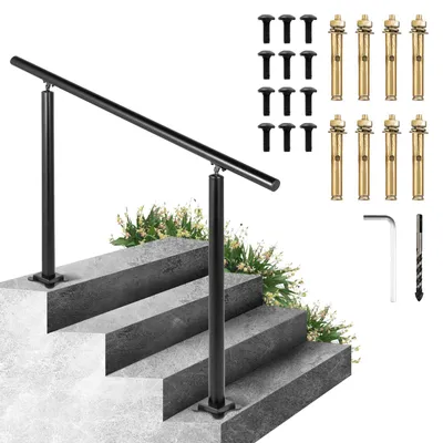 Außentreppengeländer 1,2 m, schwarz, verstellbar 0-60°