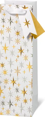 Produktbild von Geschenktaschen Flasche Weihnachten Elegante Sterne mit Goldfolie Silberfolie Wimpel Anhänger