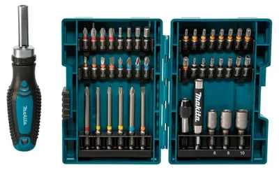 Image de Makita Jeu d'embouts à cliquet 44 pièces en coffret ( E-25096 ) PH / PZ / SL / TX / TXH / Hex / Tournevis à cliquet / etc.