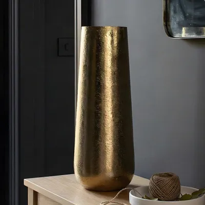 Produktbild von Messing Vase gold konisch mit strukturierter Oberfläche, H.41 cm