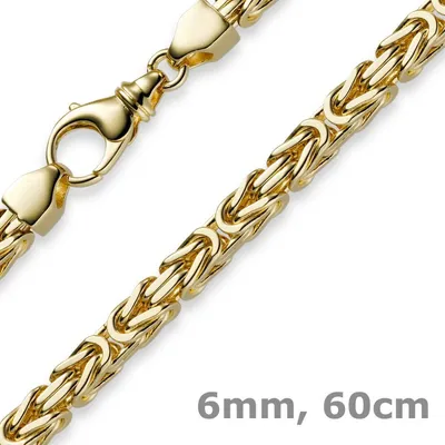 Produktbild von 6mm Kette Halskette Königskette aus 585 Gold Gelbgold 60cm Herren Goldkette