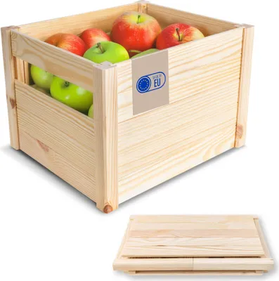 Immagine prodotto di Creative Deco Cassetta Pieghevole 34,5x29,5x23,5 cm | Legno Naturale | Portaoggetti, Frutta, Verdura, Scatola Decorativa