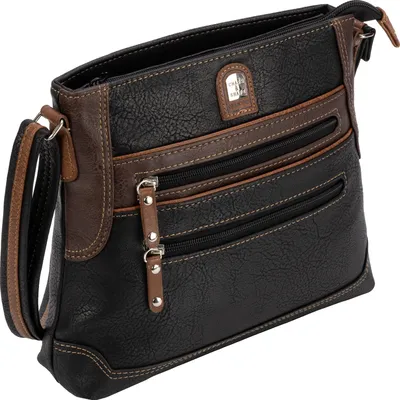 Produktbild von Damen Tasche Schultertasche Henkeltasche Handtasche Leder Optik SCHWARZ-BRAUN (15100)