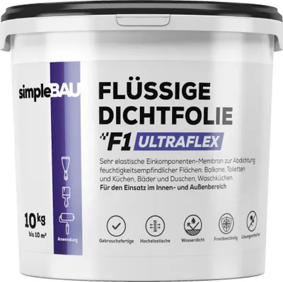 Produktbild von SimpleBau F1 Ultraflex flüssige Dichtfolie gebrauchsfertige Dichtungsmasse, 10kg