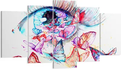 Produktbild von Bild auf Leinwand - Leinwandbild - Auge Butterflys Fantasie Fantasie - 160x85cm - Wand Bild - Wanddeko - Leinwanddruck - Bilder - Kunstdruck - Leinwand bilder - Wandkunst - EA160x85-3096