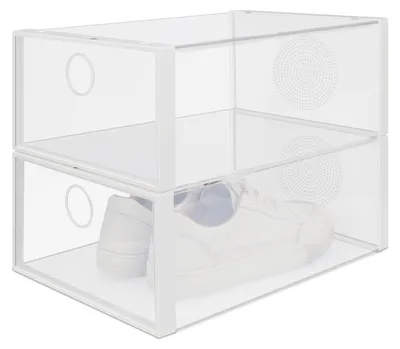 Productafbeelding van Solidchoice - Schoenendozen Set van 2 - Stapelbare Transparante Opbergdozen
