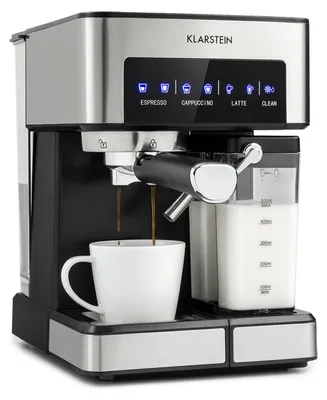 Produktbild von Klarstein Espresso Siebträgermaschine mit Milchaufschäumer, 1,8L Mini-Espressomaschine mit Siebträger, 20 Bar Edelstahl-Kaffeemaschine Klein, 0,5L Milchtank, 1350W Kaffeemaschine für Gemahlenen Kaffee