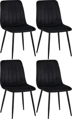 Produktbild von DELUKE® 4er Set Stühle LENZ Samt - 88x45x53cm, schwarz, Metall Gestell | Stühle Esszimmerstühle Stuhl Esszimmer Esstisch Stühle Küchenstuhl