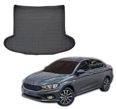 Produktbild von SCOUTT | Kofferraumwanne Laderaumwanne Kompatibel mit Fiat Tipo Sedan ab 2015, mit Hoher Rand, Kofferraum-Schutzmatte, Geriffelt, Aufrollbar, Schwarz