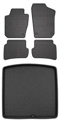 Produktbild von Gummimatten + Kofferraumwanne für Skoda Fabia III 2014- (Kombi) – Schwarz, passgenau – Wielganizator SolidPRO