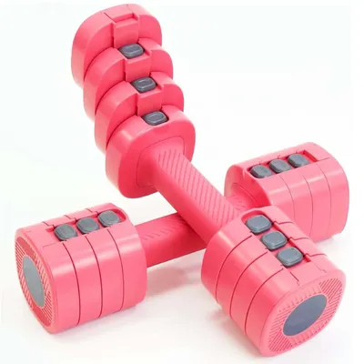 Produktbild von Set Hanteln, verstellbar, 2 Gewichte von 1 bis 2,5 kg, Dumbbell 4 in 1, Fitnessgerät, Fitnessstudio, Zuhause, Training (Rosa)