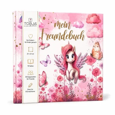 Produktbild von Freundebuch Grundschule Einhorn 21x21 cm Hardcover, 92 Seiten, 30 Freunde & 8 Erwachsene
