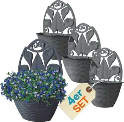 Wandblumentopf Aus Kunststoff – Halbrund, Rattan-Optik, 26x20,5 Cm, Für Balkon & Garten
