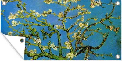 Produktbild von MuchoWow® 160x80 cm Outdoor-Poster Gartendeko Sichtschutz Garten Poster für den Garten  Mandelblüte - Vincent van Gogh