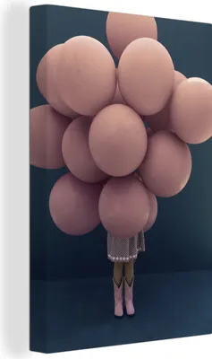 Produktbild von OneMillionCanvasses® - Leinwandbilder - 90x140 cm, Mädchen mit großen Luftballons, Wandbilder Kunstdruck Wanddekoration - Wandschmucke - Schlafzimmer