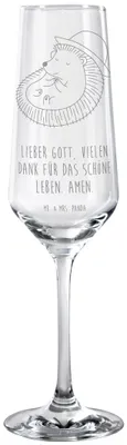 Produktbild von Mr. & Mrs. Panda Sektglas Igel Beten - Transparent - Geschenk, Schaumweinglas, Trinkglas, Leben, Tiermotive, Champagnerglas, Glas, Sektkelch, Gott, Sonnenhut, Amen