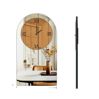 Produktbild von Lange rechteckige Wanduhr, elegantes braun getöntes Glas, geräuschloses Quarzwerk, 90x50x3,5cm