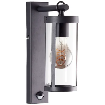 Produktbild von BRILLIANT schwarze Außenwandleuchte SIDNEY | mit Bewegungsmelder | IP44 | Metall/Glas
