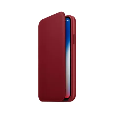Zdjęcie produktu dla Apple iPhone X Leather Folio Case (MRQD2ZM/A) czerwony Nowy