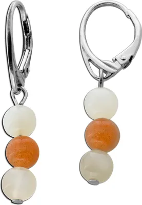 Produktbild von Mondstein Ohrhänger Silber 925 grau weiss Natur Edelsteine