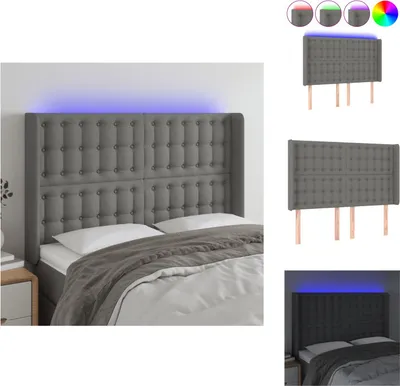 Produktbild von vidaXL LED Kopfteil Dunkelgrau 147x16x118/128 cm Stoff -  Kopf- & Fußenden
