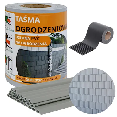 Obrázek produktu pro Ekspand | Páska na plot – šedá – 19 cm x 35 m – odolná proti UV záření – 24 sponek