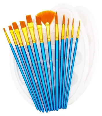 Produktbild von Nylonpinsel-Set 12-teilig mit 2 Mischpaletten