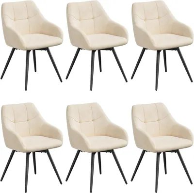 Produktbild von WOLTU Drehbare Esszimmerstühle, Küchenstühle mit Armlehne, Bezug aus Samt, Metallbeine : Beige 6 Farbe: Beige Stückzahl: 6
