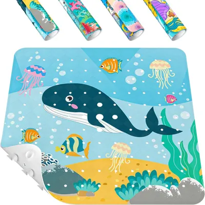 Produktbild von Duschmatte 53 x 53 cm, rutschfest, mit Saugnäpfen und Abflusslöchern, für Kinderbad