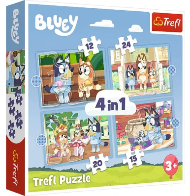 Obrázok produktu pre Modrá súprava puzzle 4 v 1 pre deti, zábavné a pútavé aktivity