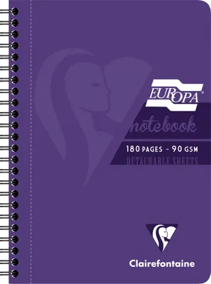 Produktbild von Clairefontaine 5x Spiralbuch A5, 90 Blatt liniert mit Rand Violett 5813Z