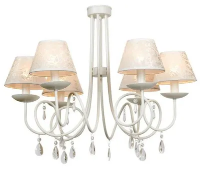 Obrázek produktu pro Casa Padrino Barokní lustr se skleněnými krystaly, bílý, 6plamenný lustr, průměr 62 cm
