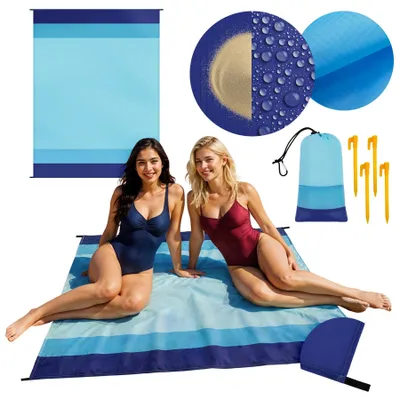 Produktbild von Wasserdichte Strandmatte BREEZE 150x200cm - faltbare Stranddecke mit 4 Heringen zur Befestigung