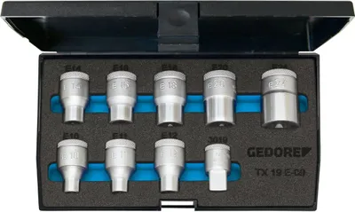 Produktbild von GEDORE TX 19 E-09 Steckschlüssel-Satz 1/2" 9-teilig Außen-TX E10-E24, 6265970