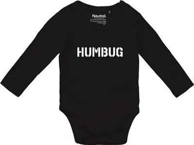 Produktbild von Huuraa Baby Body Humbug Schriftzug 80 Black  Baumwolle Fairtrade Langarmbody Geschenkidee