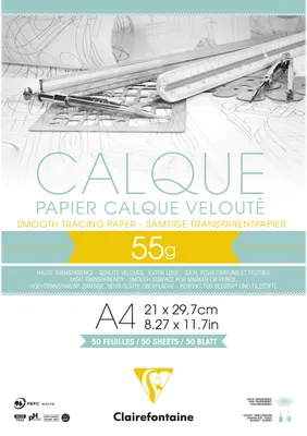 Obrázok produktu pre Clairefontaine 3329689750806, A4 (210x297 mm), 55 g/m², 50 listy, Biela, PEFC