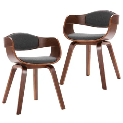 Image de vidaXL Chaise de salle à manger 2 pcs. Bois courbé et tissu gris
