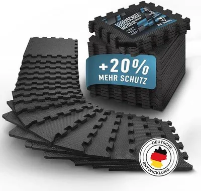 Produktbild von Famanu Bodenmatte 31 x 31 cm - 18 Extra Dicke Matten - Rutschfest - Für Fitnessraum und Pool