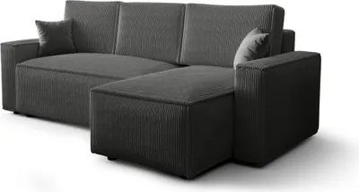 Produktbild von FEDVE Ecksofa Eldon L Form Sofa Schlaffunktion Bettkästen Sofagarnitur Seite Universal Grau (Poso 60)