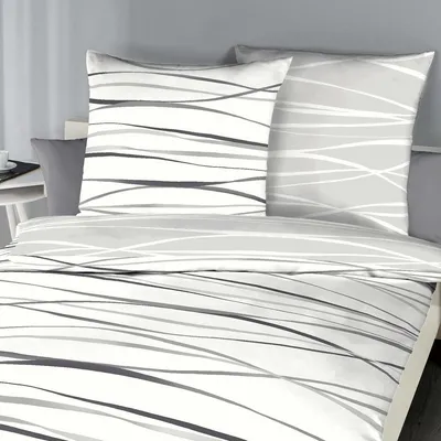 Produktbild von Traumschlaf Biber Bettwäsche Motion schiefer 200x200 cm + 2x 80x80 cm