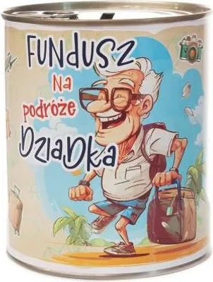 Produktbild von Geburtstagssparschwein aus Metall mit der Aufschrift „Opas Reisekasse“