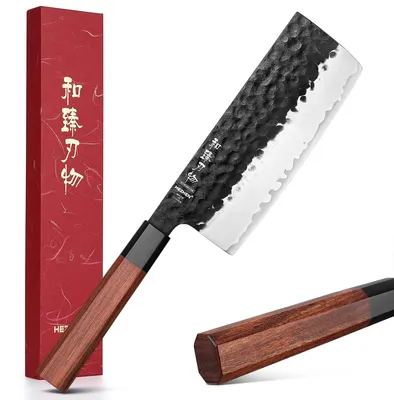 Nakiri-Messer 18 cm, japanischer Stil, Rotholzgriff, Multifunktions-Kochmesser