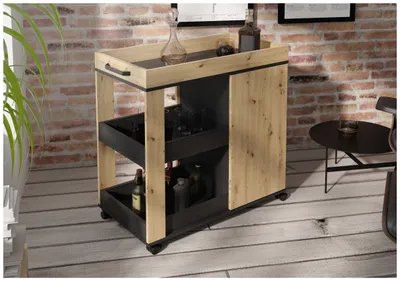 Servierwagen HOME BAR 204 Optik Artisan Eiche Schwarzeiche von Forte