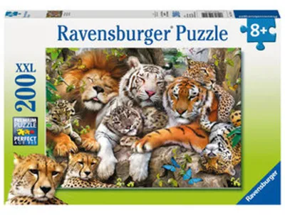 Produktbild von 200 Teile Ravensburger Kinder Puzzle XXL Schmusende Raubkatzen 12721
