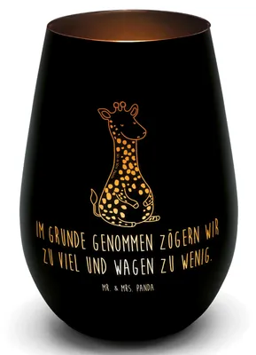 Produktbild von Mr. & Mrs. Panda Laterne Giraffe Zufrieden - Schwarz - Geschenk, Windlicht Glas, Kerzenglas, Teelichthalter, Glück, Afrika, Abenteuer, Kerzenhalter