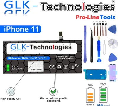 Produktbild von GLK Ersatz Akku für Original iPhone 11 3250 mAh Batterie APN 616-00641 PRO